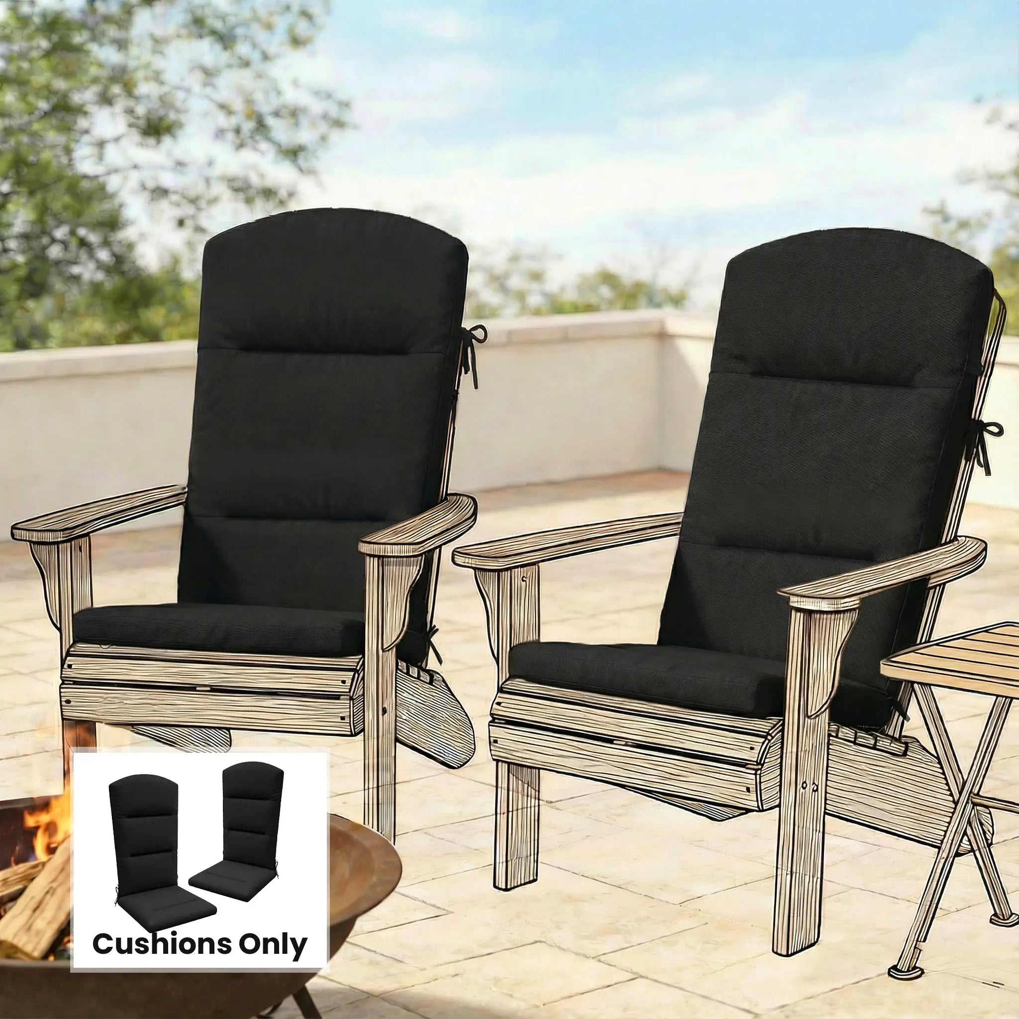 Patio Chair Cushion For Adirondack Chairs, Black Patio Chair Cushions at Gallery Canada