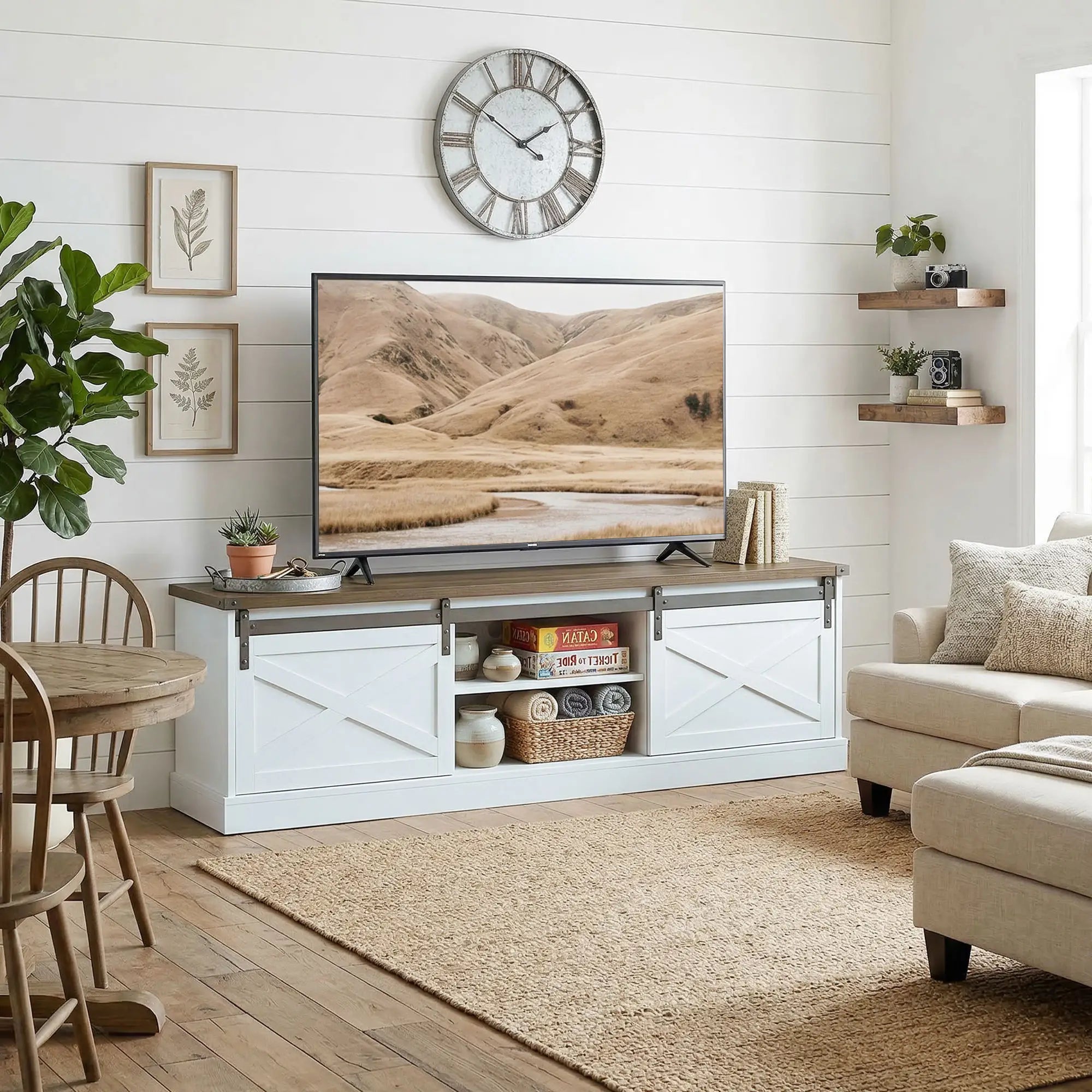 TV Stand For 65 Inch TVs, Entertainment Center With Shelves, White TV Stands at Gallery Canada