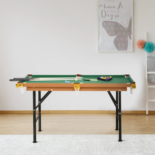 54.3"L Mini Pool Table, Portable, Includes Cues, Balls, Chalk, Rack Game Tables Green/Black/Yellow at Gallery Canada