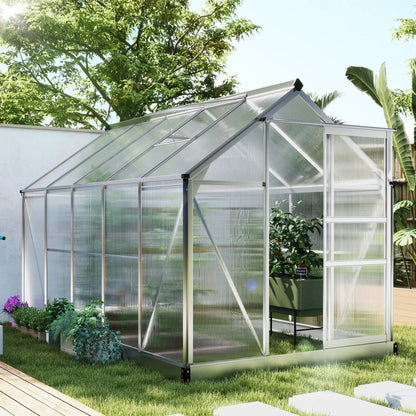 6' x 10' x 6.6' Polycarbonate Greenhouse, Walk-In Garden Kit, Galvanized Frame, Sliver Walk In Greenhouses at Gallery Canada