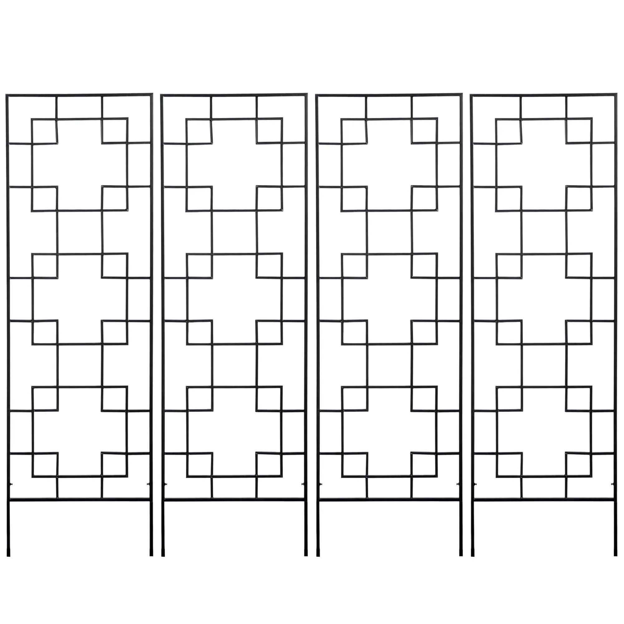 4 Pack Garden Trellis, Metal Grid Panels for Climbing Plants, 72