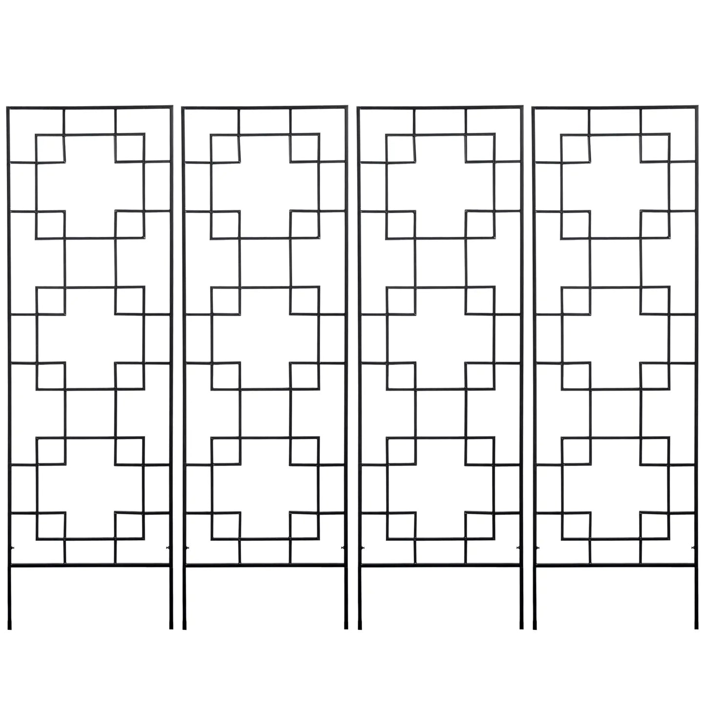 4 Pack Garden Trellis, Metal Grid Panels for Climbing Plants, 72" Tall Plant Stands Black at Gallery Canada