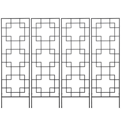 4 Pack Garden Trellis, Metal Grid Panels for Climbing Plants, 72" Tall Plant Stands Black at Gallery Canada