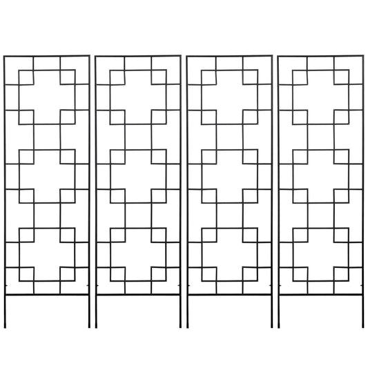 4 Pack Garden Trellis, Metal Grid Panels for Climbing Plants, 72" Tall Plant Stands Black at Gallery Canada