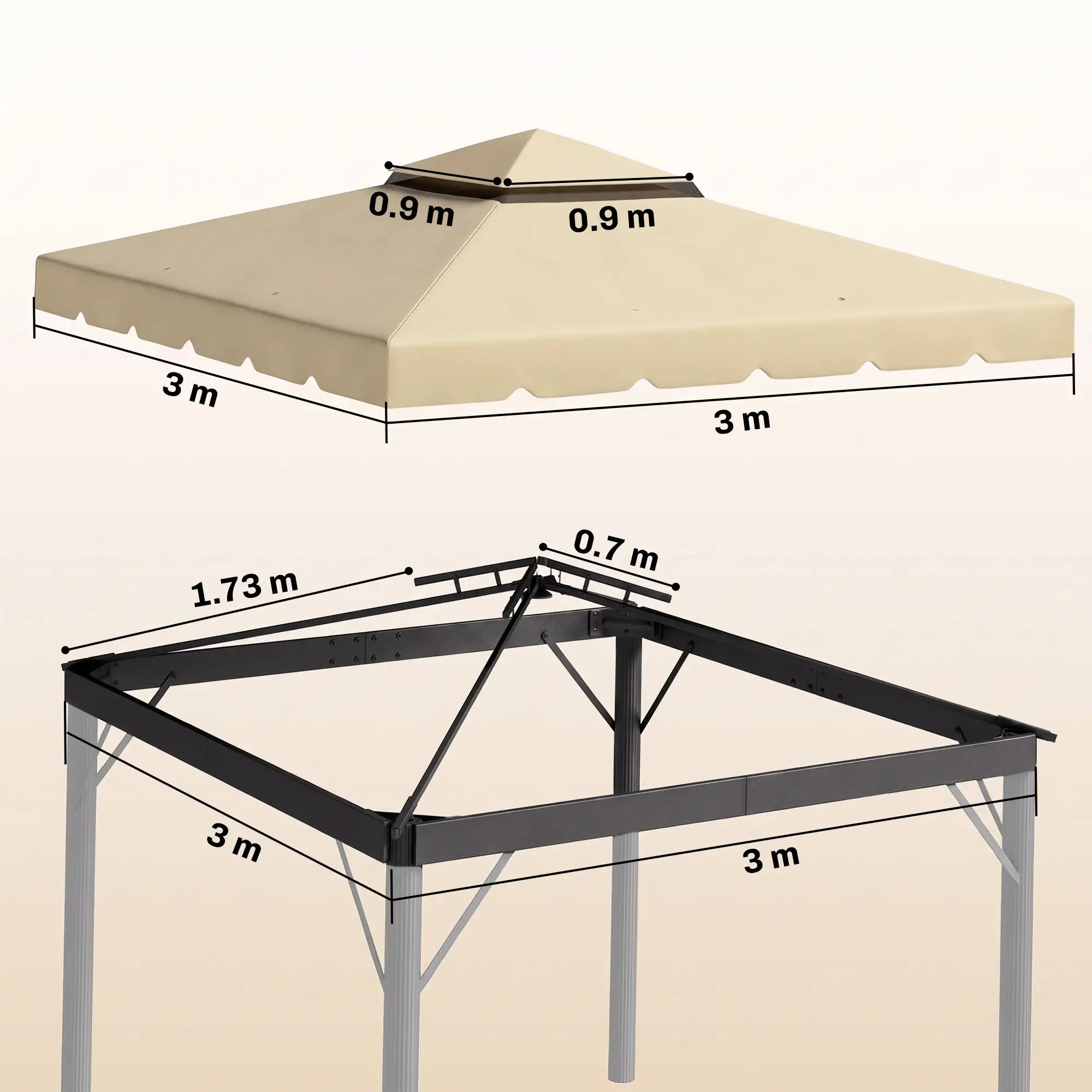 10' X 10' Gazebo Replacement Canopy Top, Vented Roof Patio Cover, Beige Gazebo Canopy Replacement at Gallery Canada