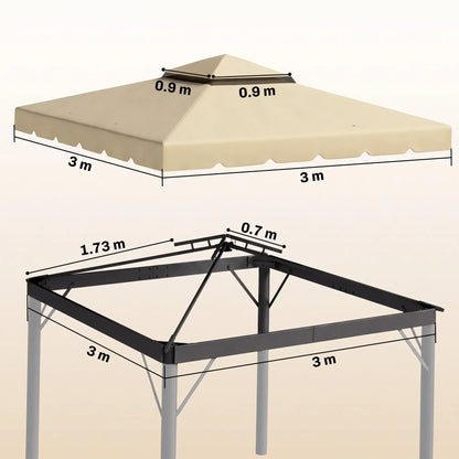 10' X 10' Gazebo Replacement Canopy Top, Vented Roof Patio Cover, Beige Gazebo Canopy Replacement at Gallery Canada