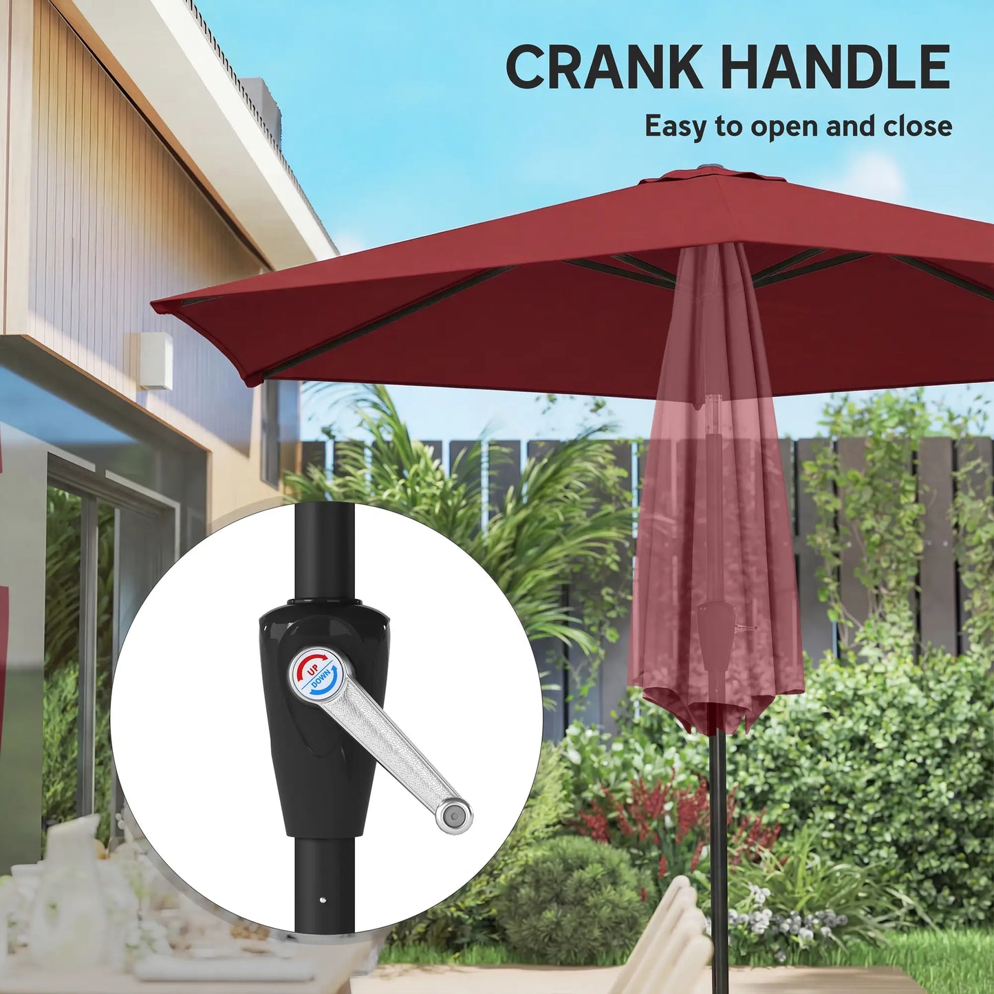 9FT Patio Umbrella, Tilt Crank, 6 Ribs, UV Protection Sun Umbrellas at Gallery Canada