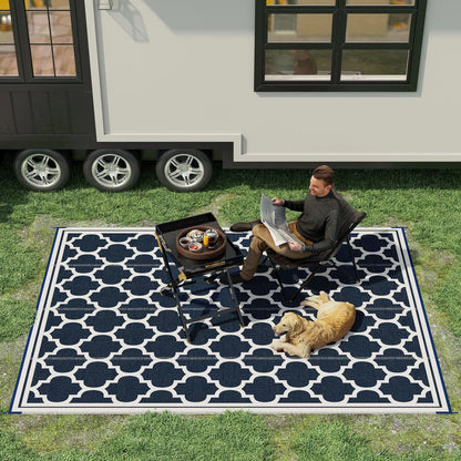 9'x12' Reversible Outdoor RV Rug, Patio Mat, Dark Blue Outdoor Reversible Rugs at Gallery Canada