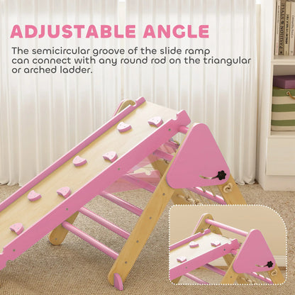 8-in-1 Pikler Triangle Set, Foldable Wooden Climbing Toys, Pink Kids Gym & Playmats at Gallery Canada