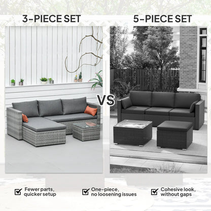 3-Piece Patio Furniture Set, Sectional Sofa, Wicker Chair, Grey Patio Furniture Sets at Gallery Canada