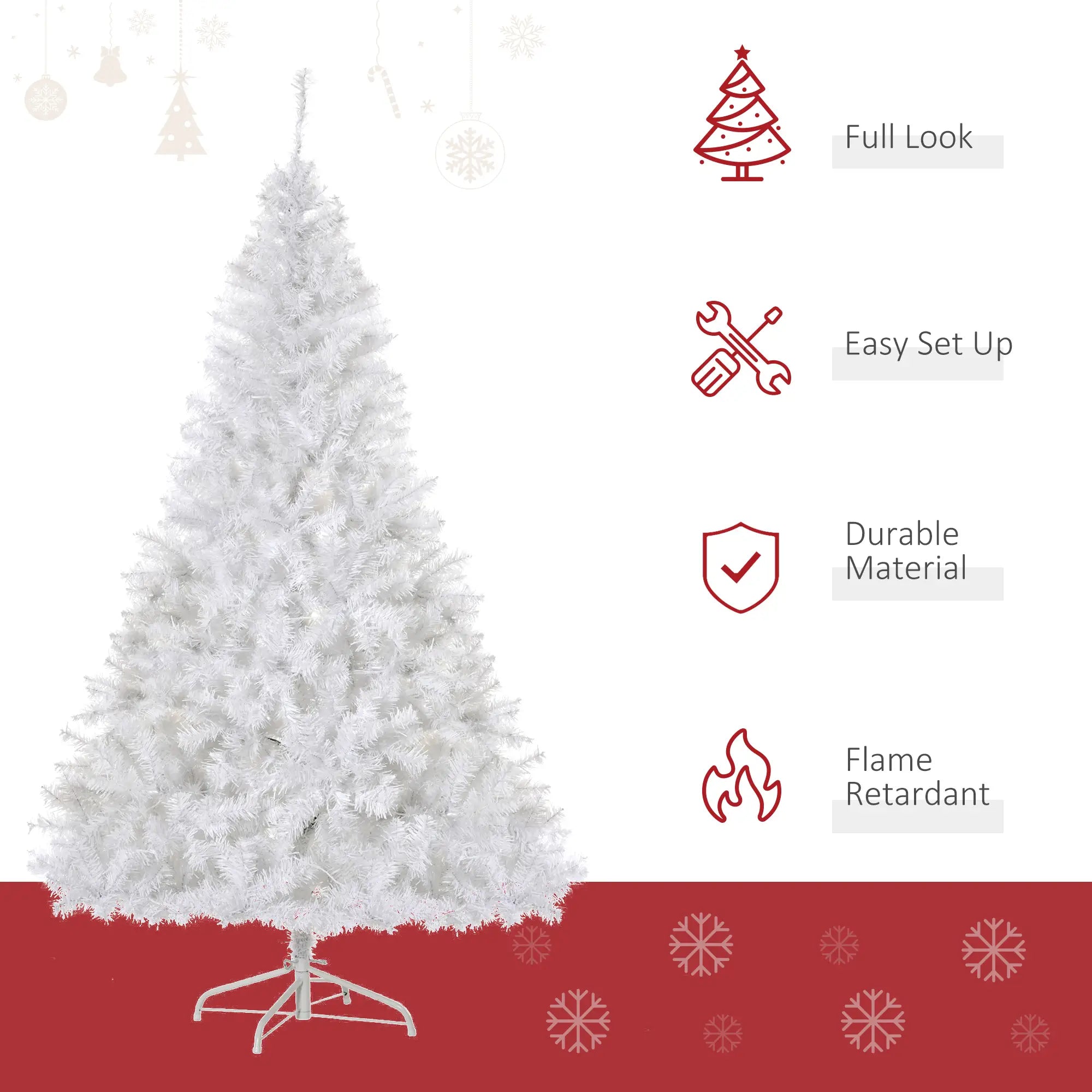 6FT Prelit Artificial Christmas Tree, Warm White LED, Auto Open, White Pre Lit Christmas Trees at Gallery Canada