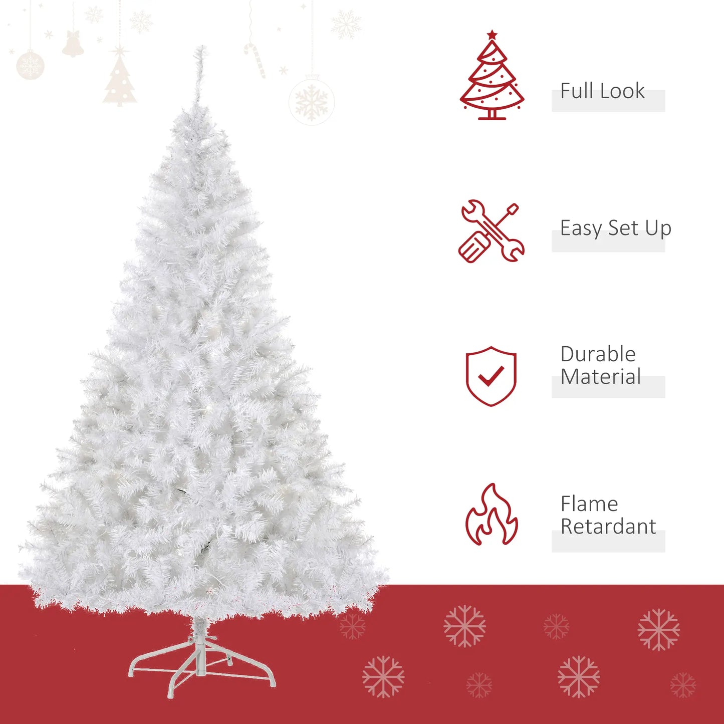 6FT Prelit Artificial Christmas Tree, Warm White LED, Auto Open, White Pre Lit Christmas Trees at Gallery Canada