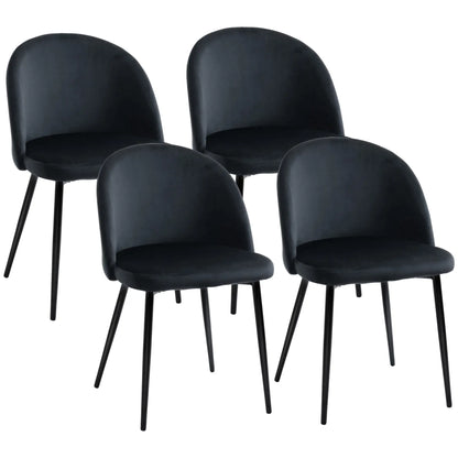 Modern Dining Chairs, Velvet Upholstery, Set of 4, Black Bar Stools Black at Gallery Canada