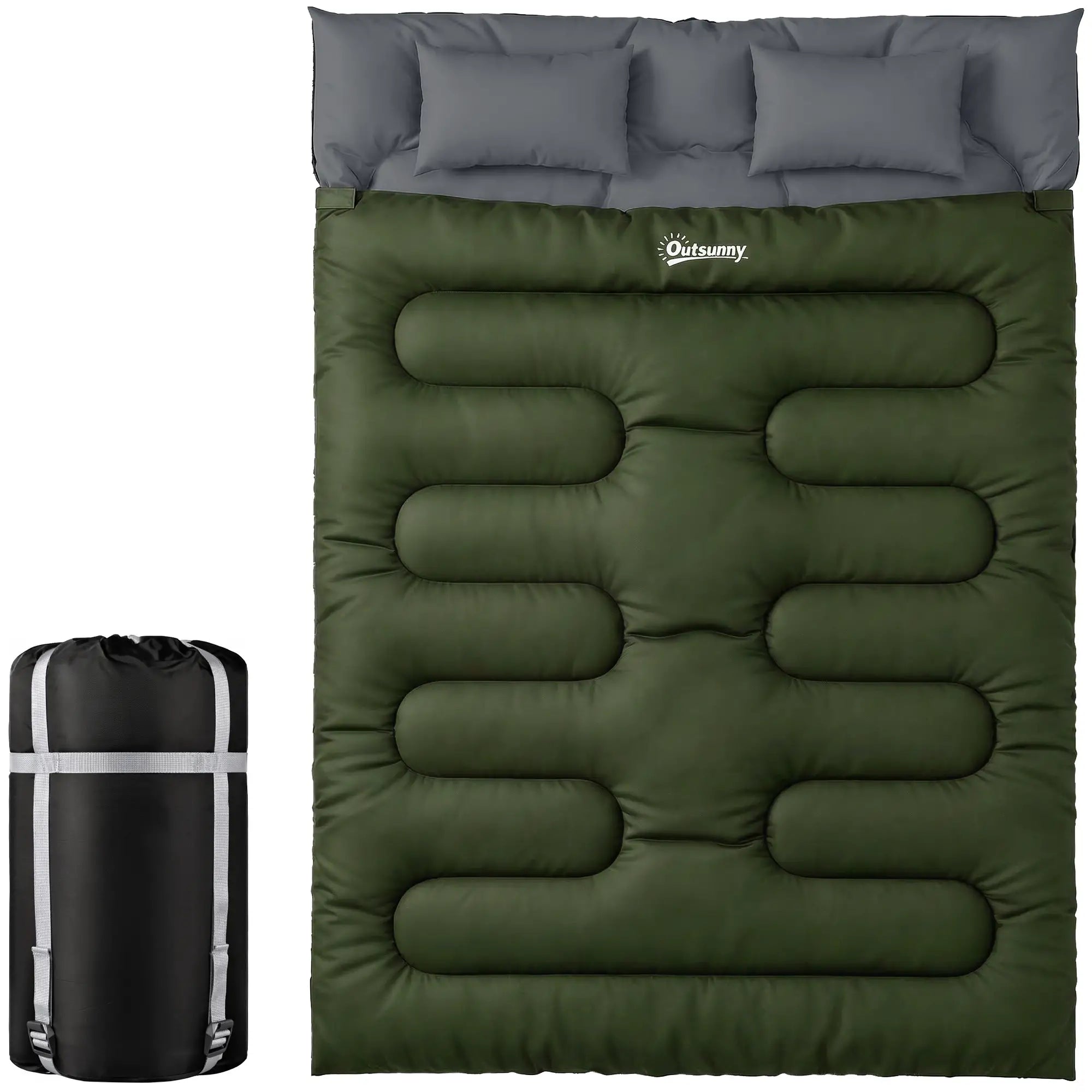 Queen Size, Double Sleeping Bag For Adults, Cold Weather, Green Camping Cots Army Green, Grey at Gallery Canada