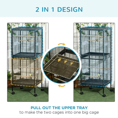55.1" 2 In 1 Bird Cage Aviary, Parakeet House, Black Bird Cages at Gallery Canada