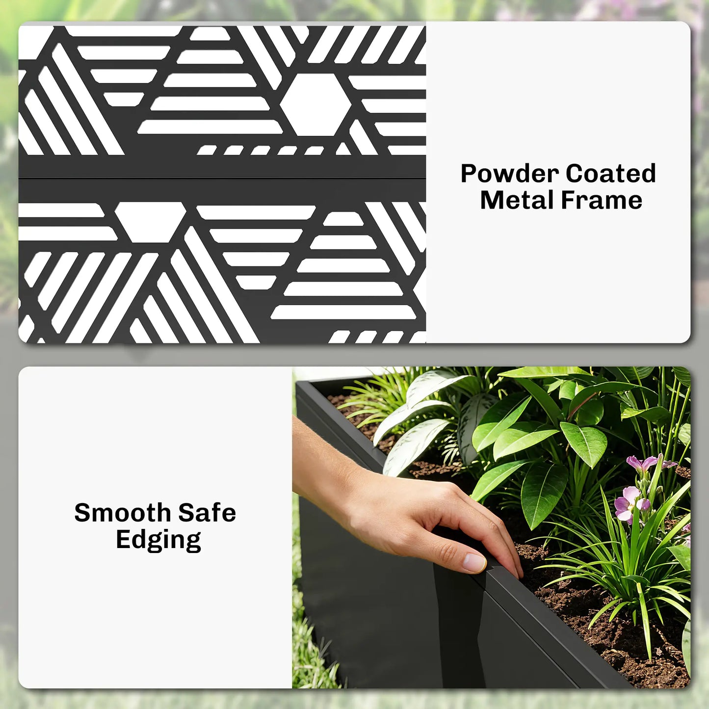 Metal Planter Box With Trellis, 70" Tall Raised Garden Bed, Hexagon Line Cut-Out Galvanized Planter Boxes at Gallery Canada