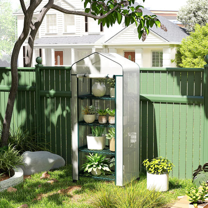 Portable Greenhouse, 4 Tier Shelves, PE Cover, White Greenhouses at Gallery Canada