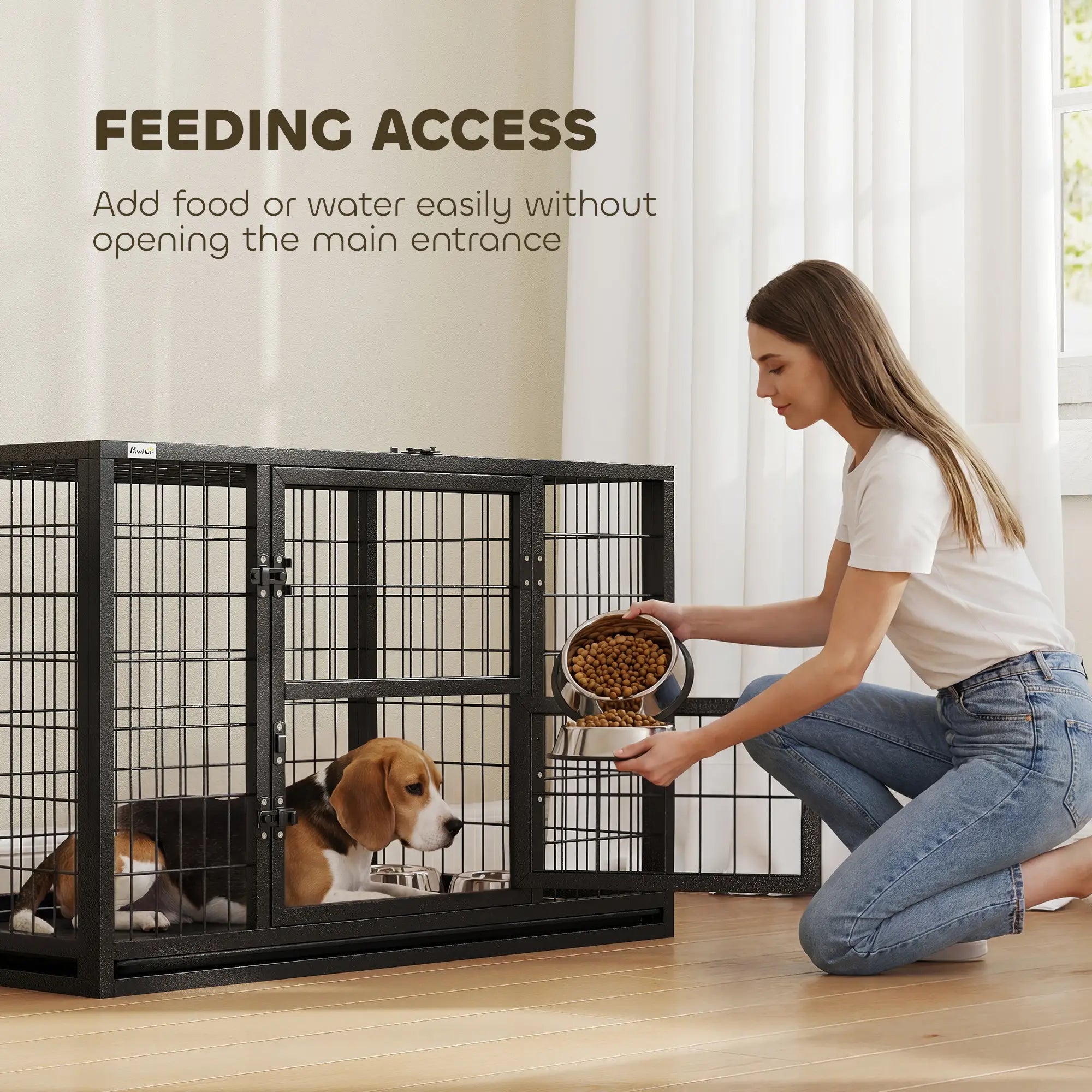 37 Inch Heavy Duty Dog Crate, Metal Kennel With Removable Tray Dog Cages & Crates at Gallery Canada