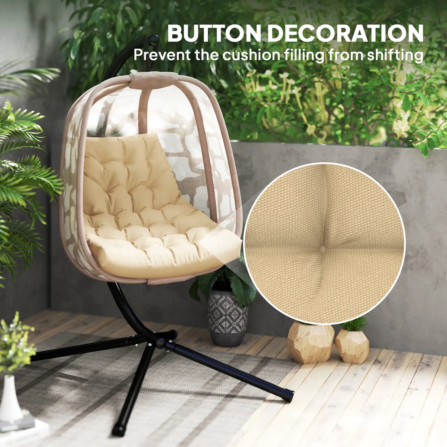 Outdoor Swing Cushion, Tufted Patio Cushion, Beige Patio Chair Cushions at Gallery Canada