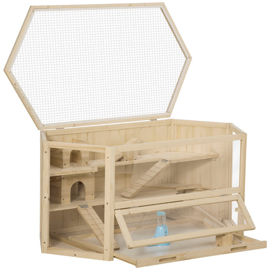 Wooden Large Hamster Cage Mouse Rats Small Animal Exercise Play House 3 Tier with Tray, Seesaws, Water Bottle - Gallery Canada