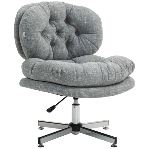 Armless Office Chair, Wide Padded Seat, Adjustable Height, Grey