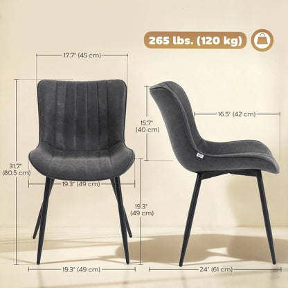 PU Leather Dining Chairs Set of 4, Steel Legs, Black Dining Chairs at Gallery Canada