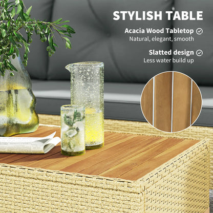 3 Piece L-Shaped Patio Set, Wood Top Coffee Table, Light Grey Patio Furniture Sets at Gallery Canada