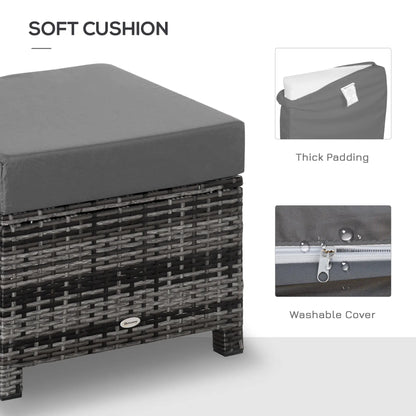 Patio Rattan Ottoman, Outdoor Wicker Footrest with Cushion, Metal Frame, Grey Patio Furniture Sets at Gallery Canada