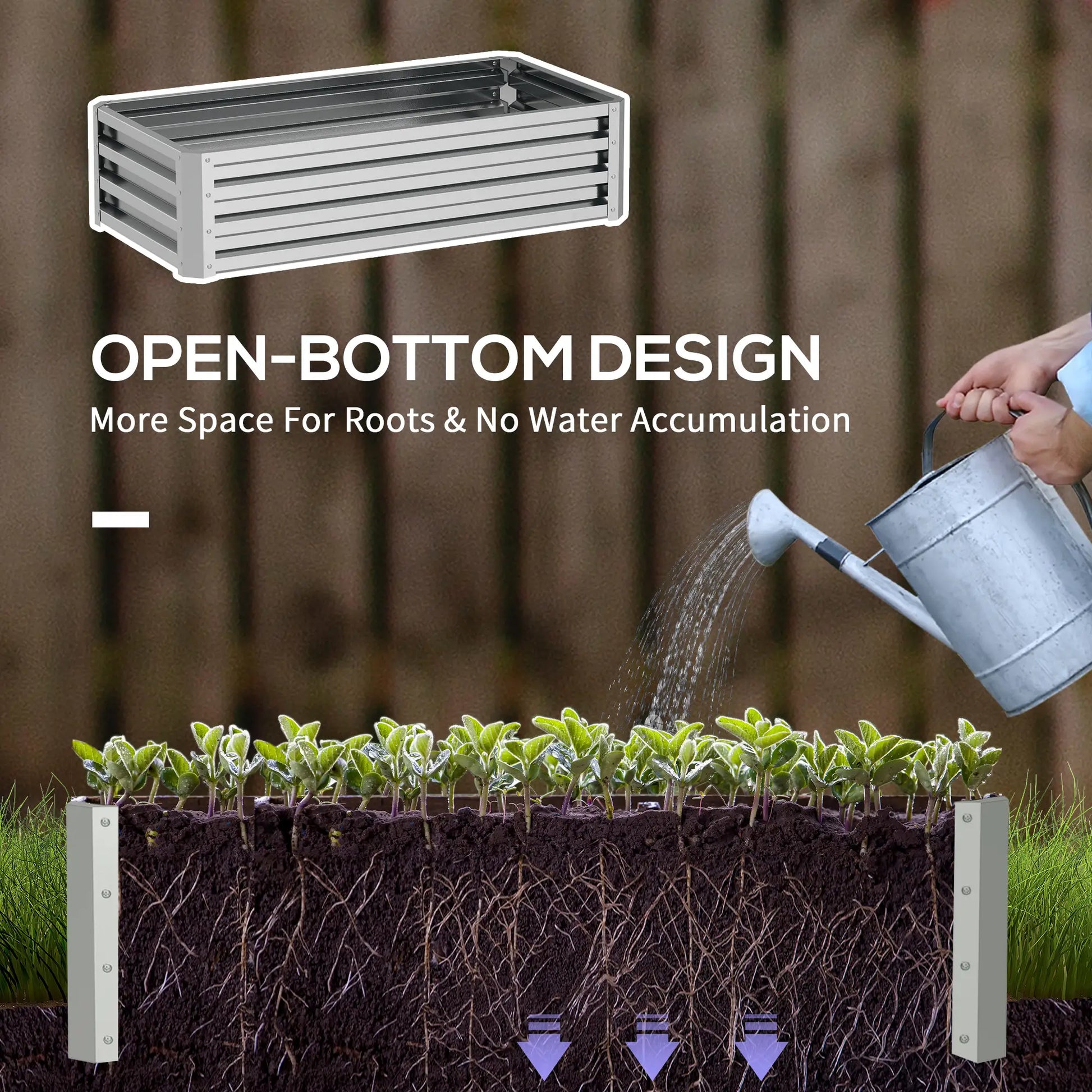 Galvanized Raised Garden Bed, Outdoor Planter Box, 4' x 2' x 1', Silver Raised Garden Beds at Gallery Canada