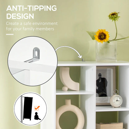 Tall Bookshelf with Drawer, Freestanding Bookcase, White White Bookshelves at Gallery Canada