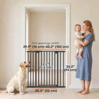 Pet Gate 30-40" W, Auto-Close, Two-Way Open, Pressure Mounted