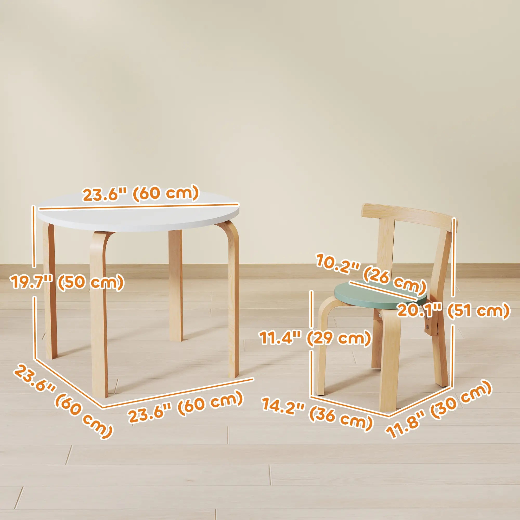 Wooden Kids Table and Chairs Set, Toddler Set for 3-8 Years, Green Kids Table Sets at Gallery Canada
