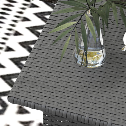 20" Square Outdoor Side Table, Grey Woven Top, Grey Patio Side Tables at Gallery Canada