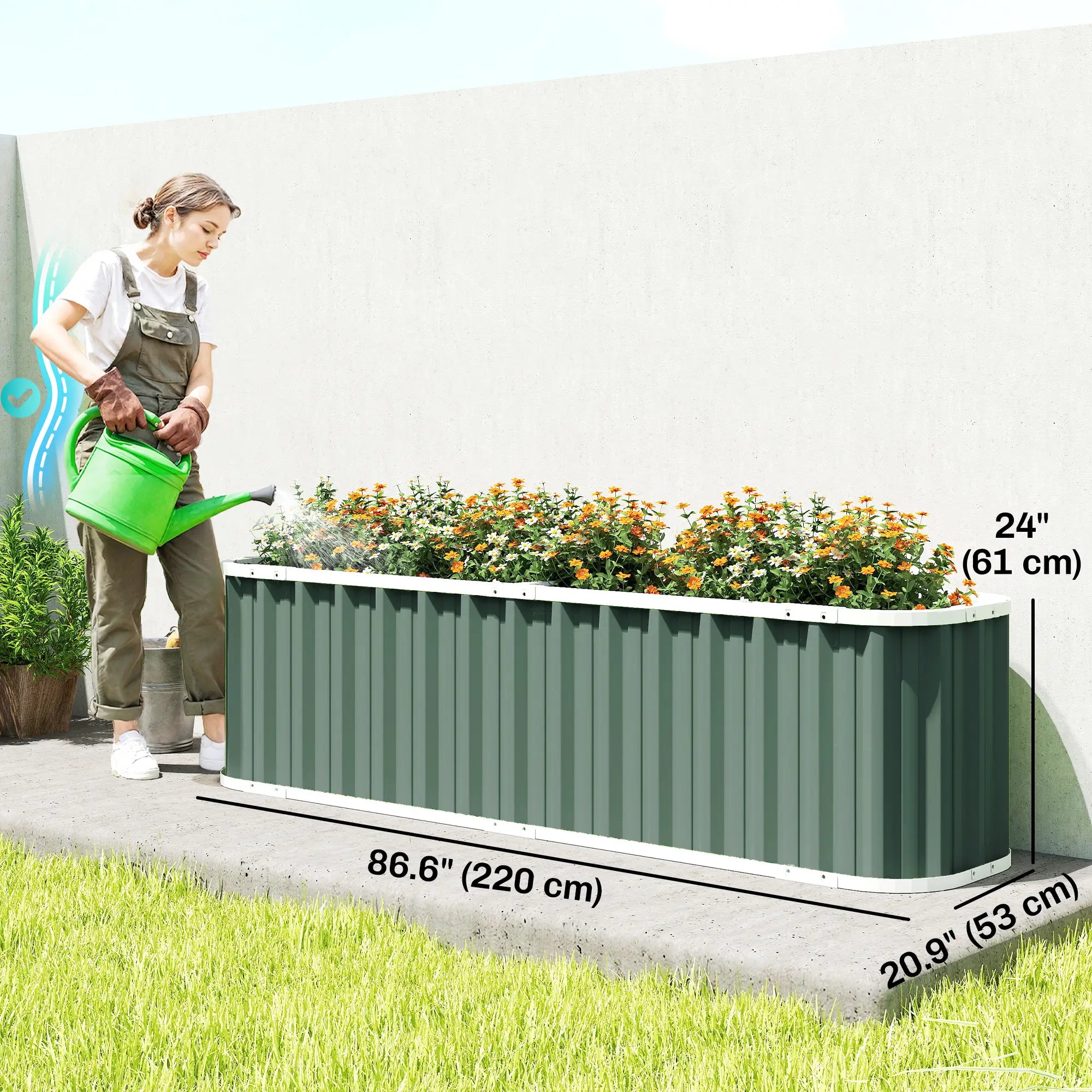 Galvanized Raised Garden Bed, Deep Rot Planter Box, 7' x 2' x 2', Light Green Galvanized Planter Boxes at Gallery Canada
