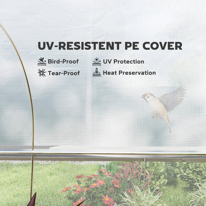 19.5' x 10' x 6.6' Tunnel Greenhouse, Roll-up Mesh Sidewalls, Mesh Door, Galvanized Steel, White Tunnel Greenhouses at Gallery Canada