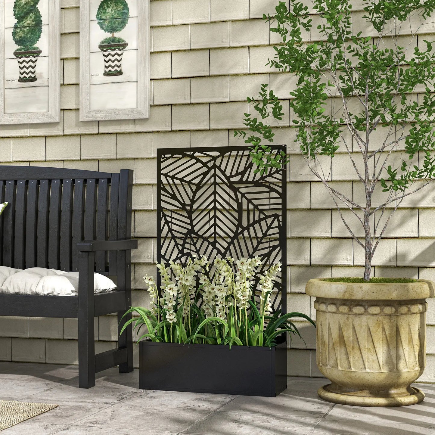 Metal Outdoor Raised Garden Bed, Privacy Screen, Black Raised Garden Beds at Gallery Canada