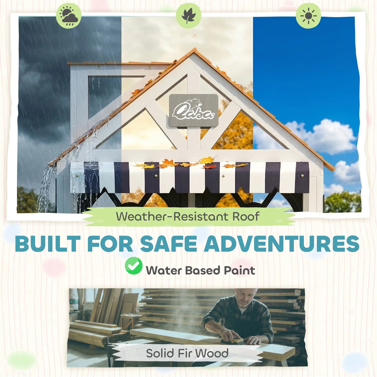 Wooden Kids Playhouse With Dog Door, Cookware, Blackboard, Bench, Doorbell Play Houses at Gallery Canada