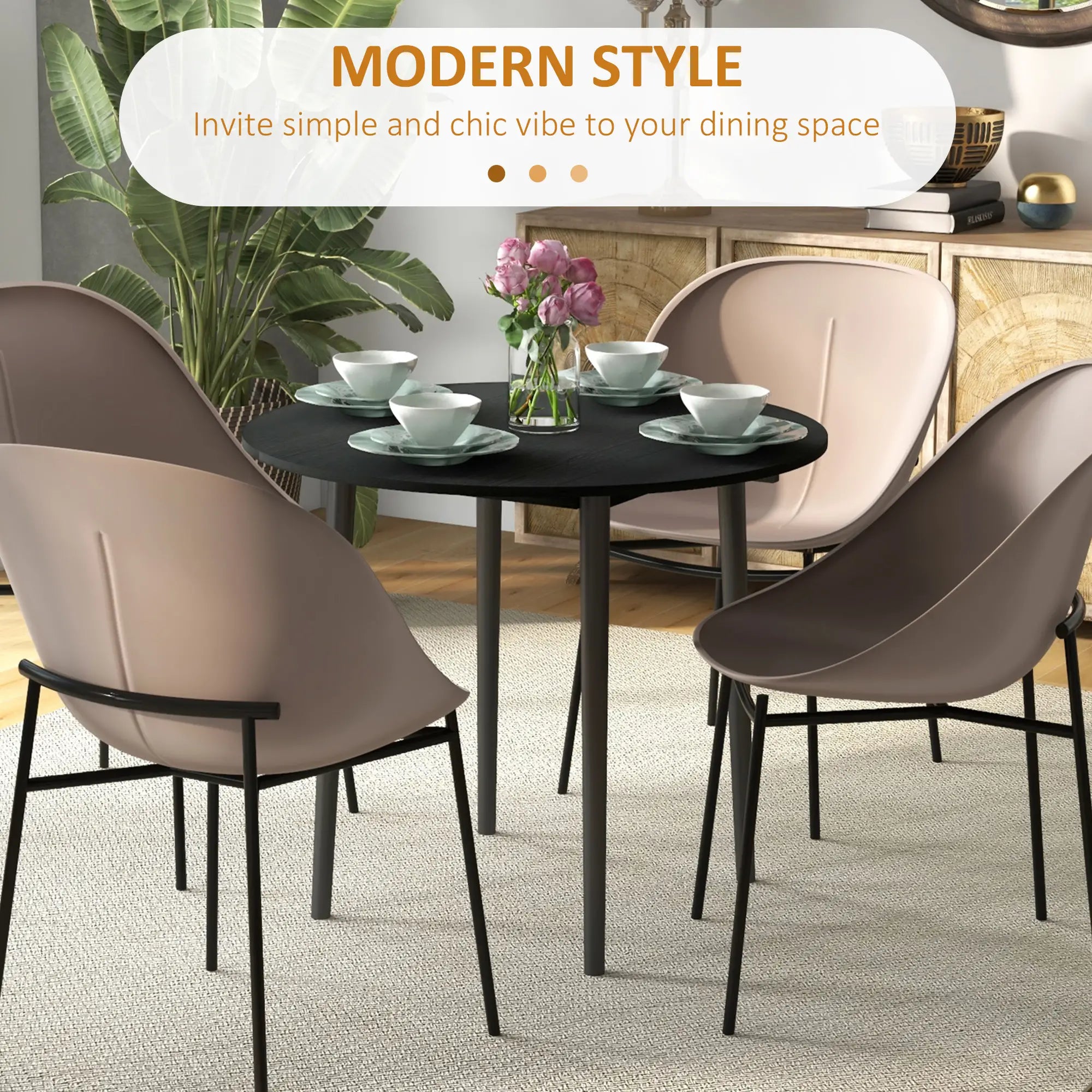 Folding Round Drop Leaf Dining Table, Wood Legs, Distressed Black, Black Bar Tables & Dining Tables at Gallery Canada