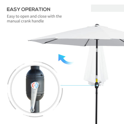 10' x 8' Round Patio Umbrella, Crank Handle, Tilt, White