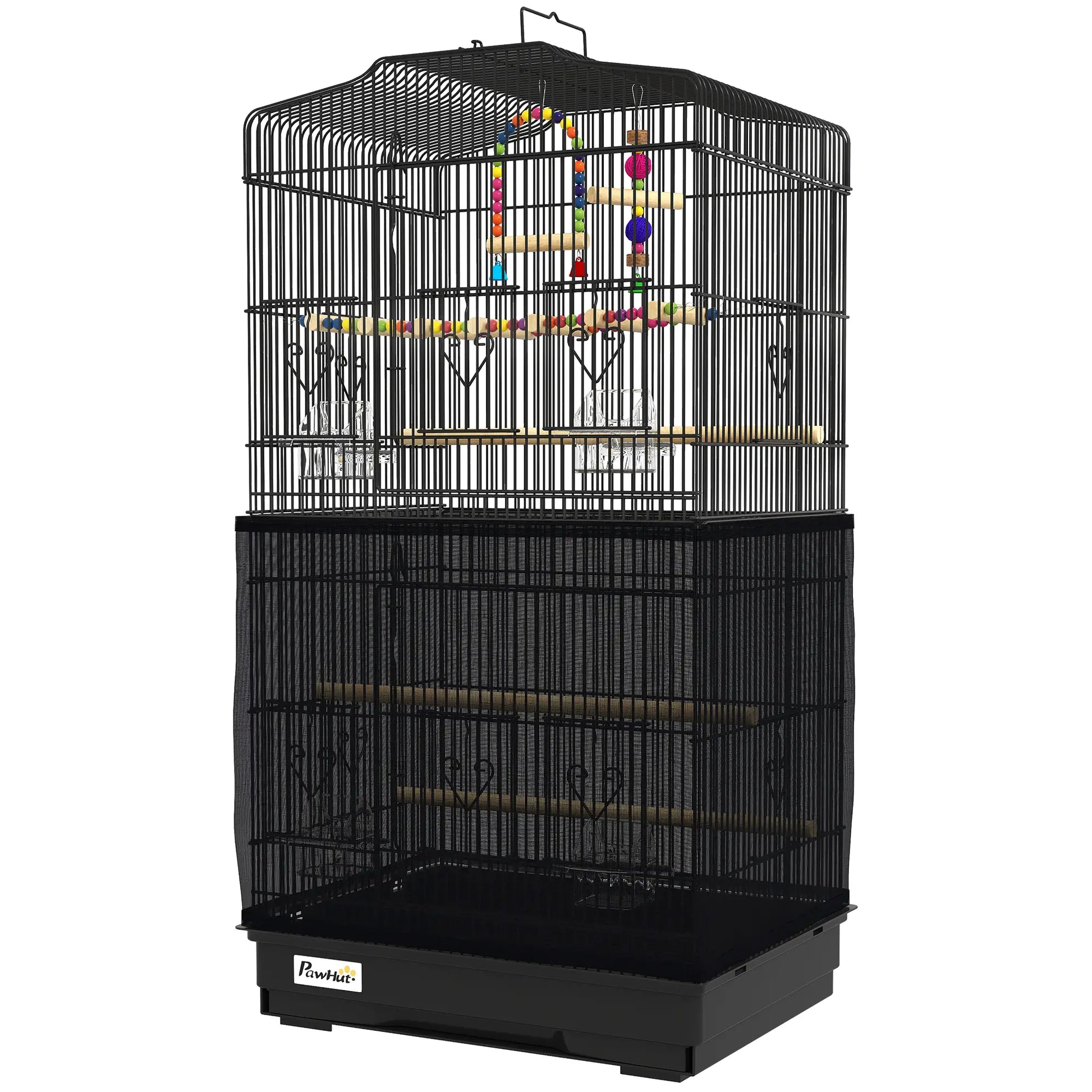 36" Bird Cage with Accessories, Handle, Mesh Cover, Black Bird Cages Black at Gallery Canada