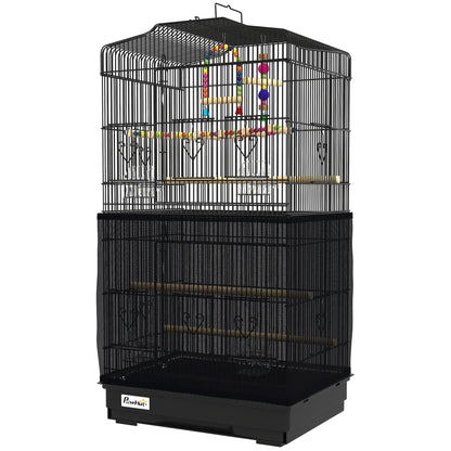 36" Bird Cage with Accessories, Handle, Mesh Cover, Black Bird Cages Black at Gallery Canada