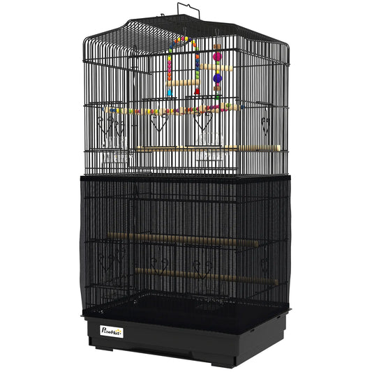36" Bird Cage with Accessories, Handle, Mesh Cover, Black Bird Cages Black at Gallery Canada