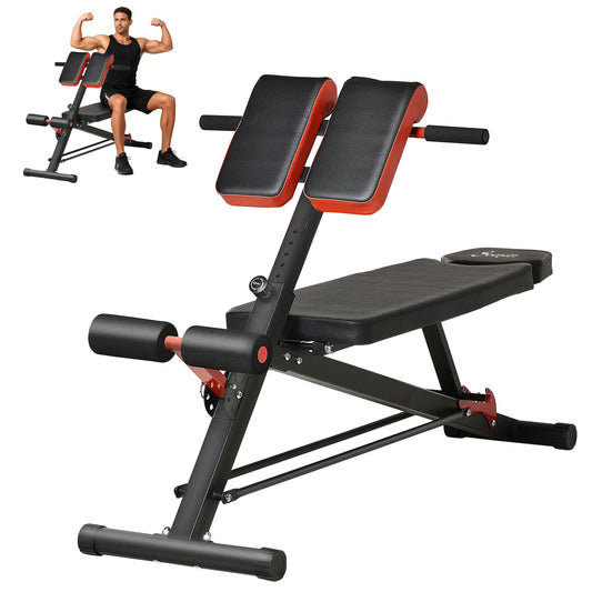 Adjustable Weight Bench, Roman Chair, Hyper Extension, Ab Sit Up, Black and Red Weight Benches Red and Black at Gallery Canada