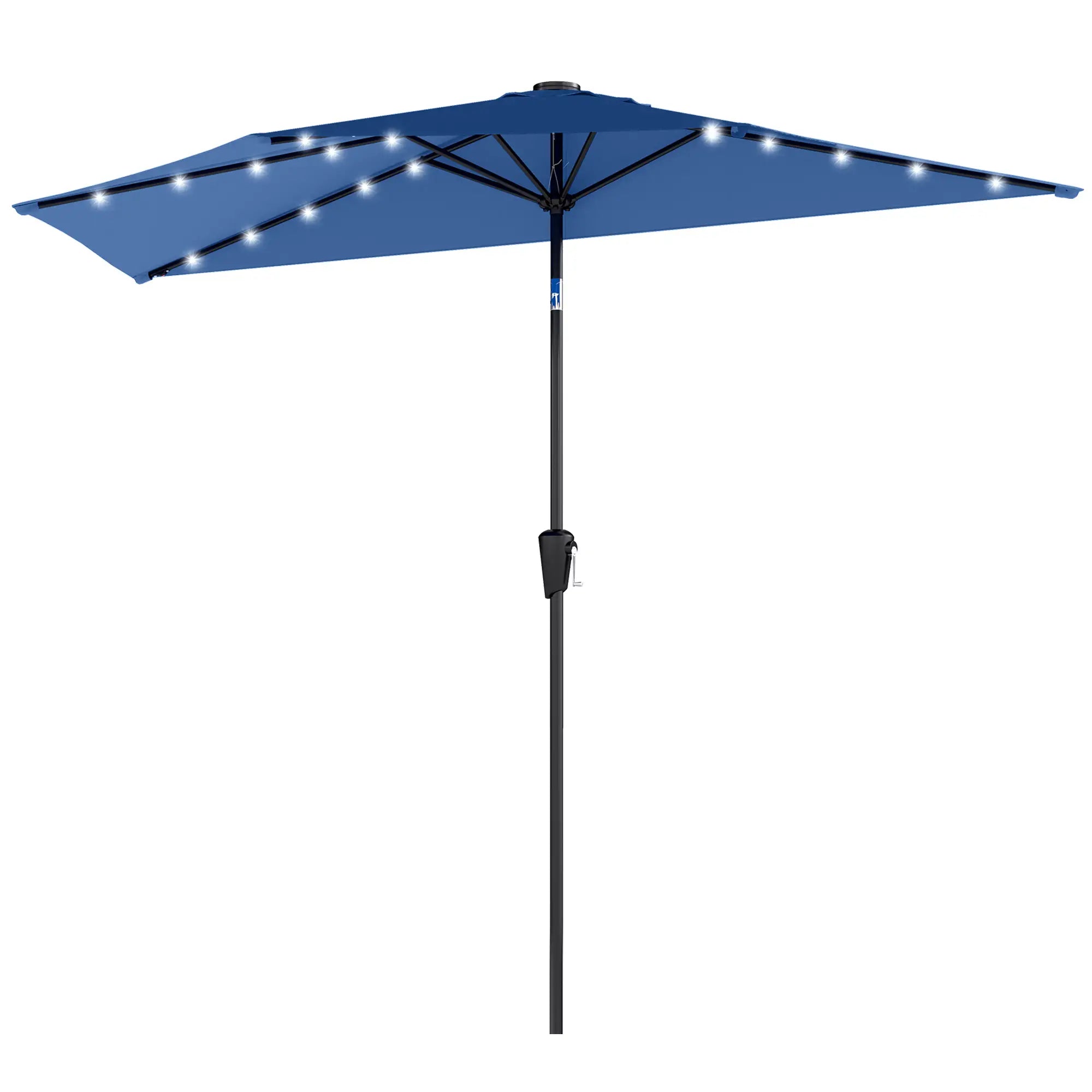 Half Patio Umbrella With Solar LED Lights, Crank, 105.1