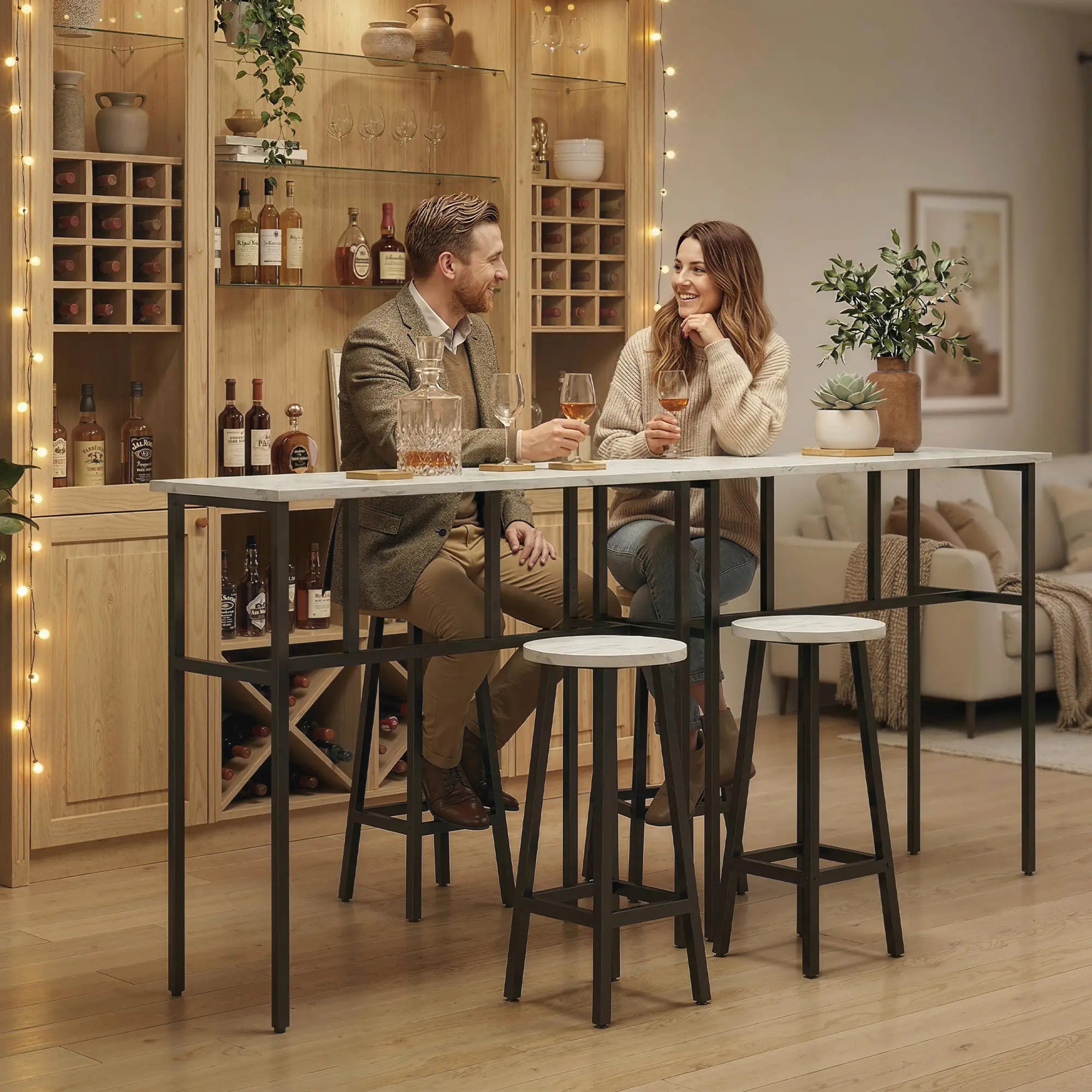 Bar Table Set Of 6, White Marble Breakfast Table And 4 Stools, White Bar Sets at Gallery Canada