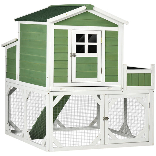 49" Wooden Chicken Coop with Garden Space, Run Cage for 2-4 Chickens, Green - Gallery Canada