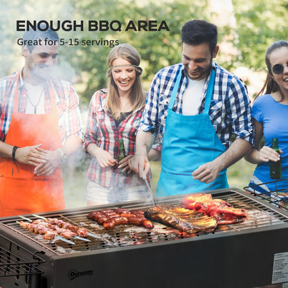 Portable Charcoal Grill With Side Baskets, Hooks, Nets, Black