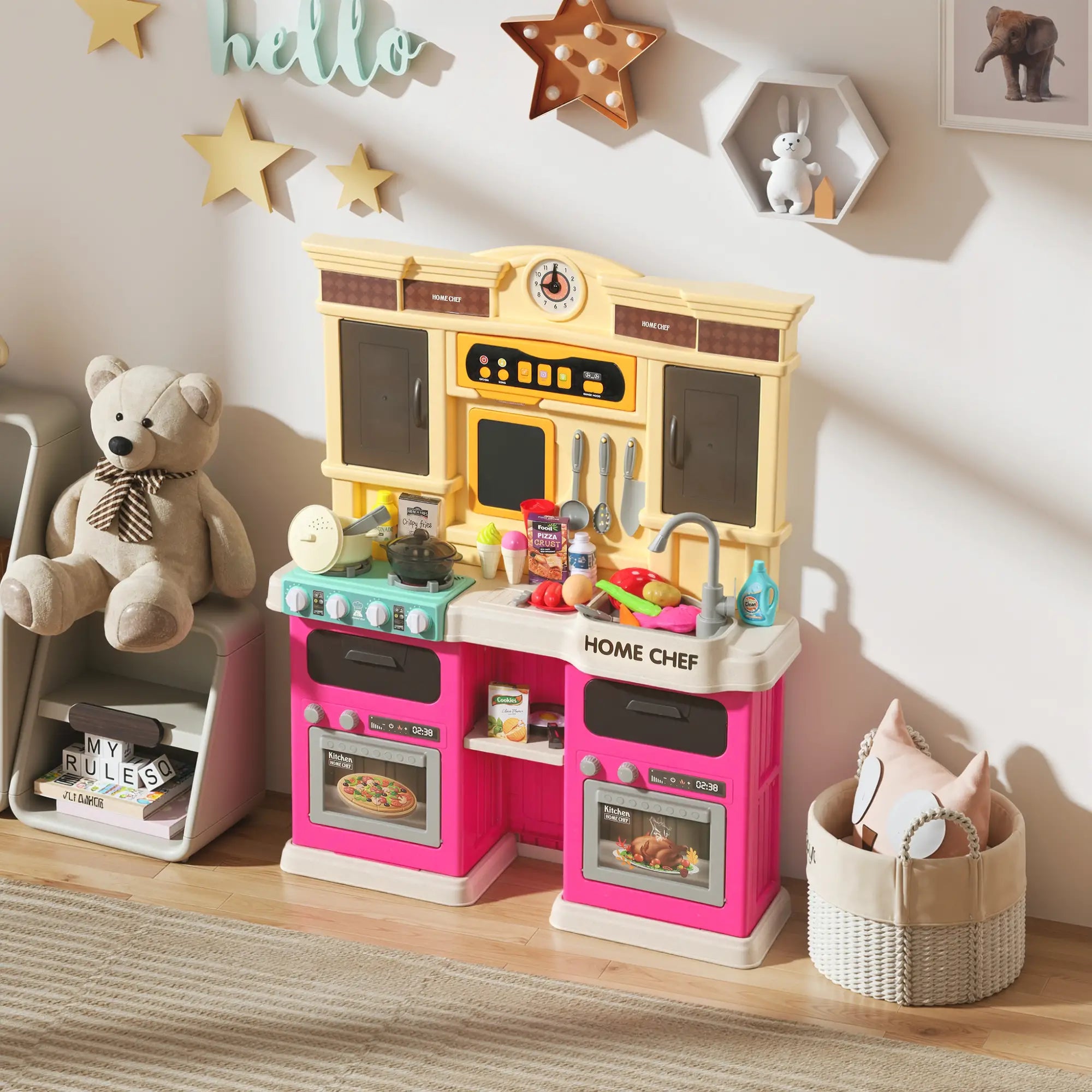 Kids Play Kitchen Set with Lights, Sounds, Pink Play Kitchen at Gallery Canada