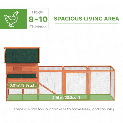 137" Wooden Chicken Coop With Run, Nesting Box, Orange Chicken Coops at Gallery Canada