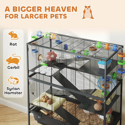 5 Tier Rolling Hamster Cage, 7" Deep Tray, Exercise Wheel, Tube System Hamster Cages at Gallery Canada